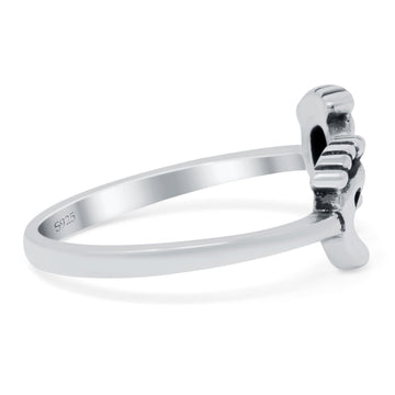 Baby Feet Band Oxidized Solid 925 Sterling Silver Thumb Ring